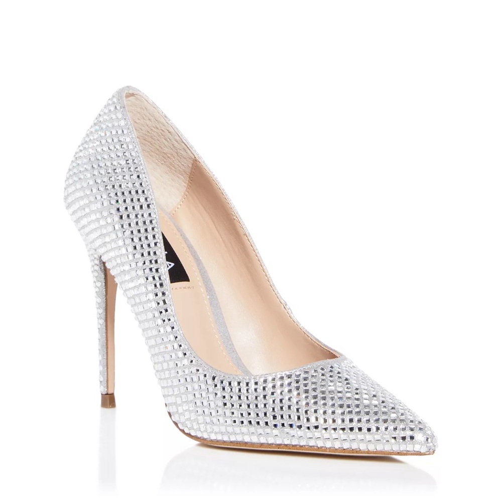 NEW Aqua stiletto heels with rhinestones
